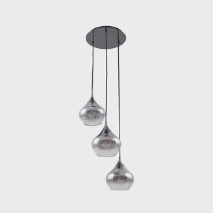 Jarven 3 Cluster Hanglamp Rook Grijs Lucande - Eetkamer - Modern - Glas - Meerdere lampen