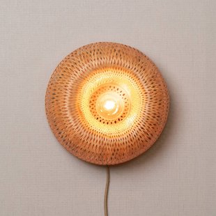 GOOD & MOJO wandlamp Barbados, naturel Ø 35 cm bamboe stekker