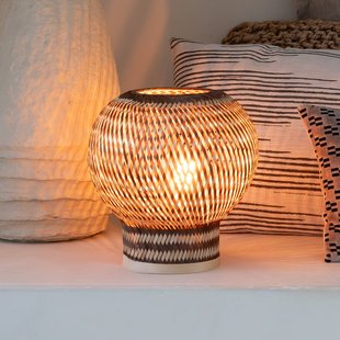 GOOD & MOJO tafellamp Barbados, bruin, Ø 25 cm, bamboe, E27