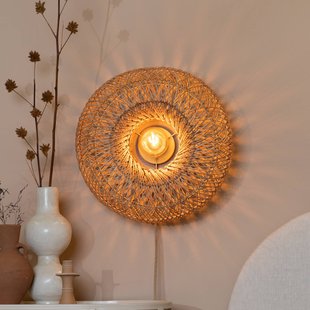 GOOD & MOJO Wandlamp Arizona, naturel, Ø 50 cm Bamboe stekker