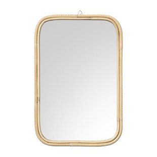 Spiegel met rotan lijst - bruin - 45x30 cm