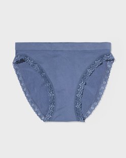 HEMA Damesslip naadloos micro met kant blauw (blauw)