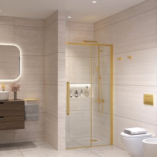 Nisdeur Sanivo Nova Soft Close 150x200 cm Geborsteld Messing Goud Helder Nano 8 mm