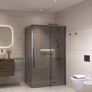 Douchecabine Sanivo Nova Soft Close Gunmetal Rookglas (Alle Maten)