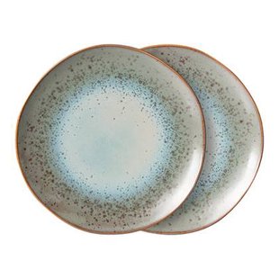 HKliving 70&apos;s Ceramics Dinerbord Ø 27,5 cm - Set van 2 - Mineral