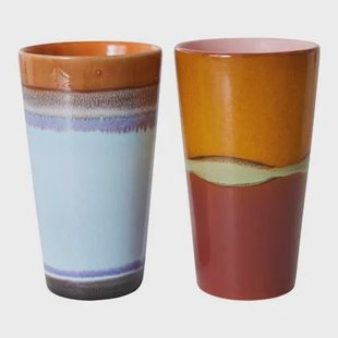 HKliving 70&apos;s Ceramics Latte Mok 0,3 L - Set van 2 - Clash