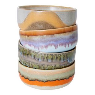 HKliving 70&apos;s Ceramics Dessert Kommen Ø 12,5 cm - Set van 4 - Reef