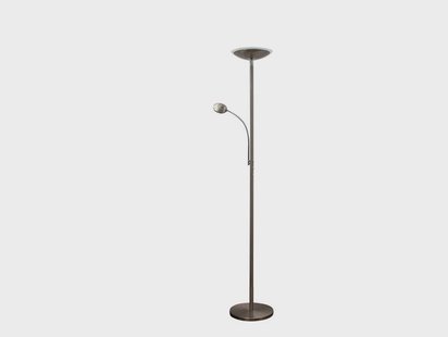 Malea LED vloerlamp met arm, mat nikkel Lindby - Woonkamer - Modern - Metaal - Meerdere lampen