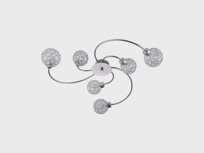 Tyron Plafondlamp Chrome/Clear Lindby - Woonkamer - Modern - Metaal - Meerdere lampen