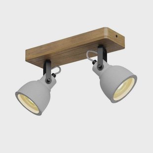 Mirka 2 Plafondlamp Grey/Dark Wood Mitis Lindby - Woonkamer - Industrieel - Beton - Meerdere lampen