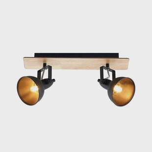 Aylis 2 Plafondlamp Black/Wood Lindby - Woonkamer - Industrieel - Metaal - Meerdere lampen