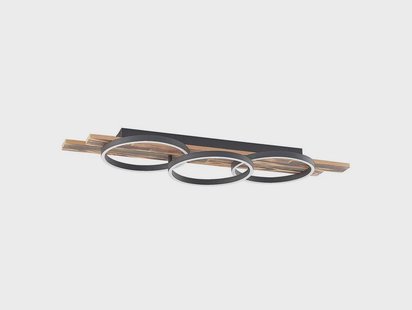 Sentoa LED Plafondlamp L100 Light Wood/Black Lindby - Woonkamer - Modern - Hout - Rond