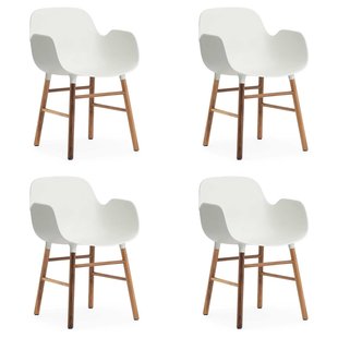 Normann Copenhagen Set Aanbieding Form Walnut Armchair Stoel (4x) Wit