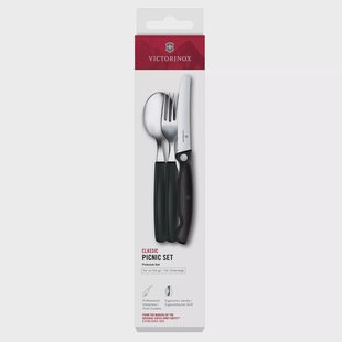 Victorinox Swiss Classic Picnic Set 6.7193.3F Black, 3-delige bestekset