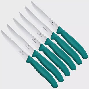 Victorinox Swiss Classic Steak & Pizza Knife 6.7234.6C1 Wavy, Green, 6-delige set gekartelde steakmessen