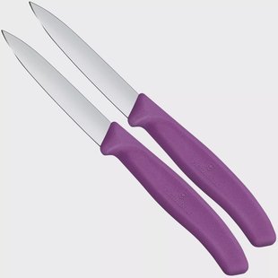 Victorinox Swiss Classic 6.7605.2C1 Straight, Purple, set van 2 groentemesjes, 8 cm