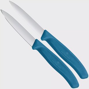 Victorinox Swiss Classic 6.7692.2C1 Straight/Wavy, Blue, set van 2 groentemesjes, 8 cm