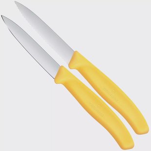 Victorinox Swiss Classic 6.7698.2C1 Straight/Wavy, Yellow, set van 2 groentemesjes, 8 cm