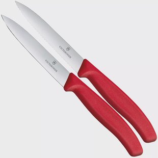 Victorinox Swiss Classic 6.7791.2C1 Straight/Wavy, Red, set van 2 groentemesjes, 10 cm