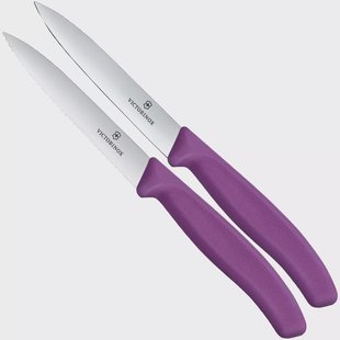 Victorinox Swiss Classic 6.7795.2C1 Straight/Wavy, Purple, set van 2 groentemesjes, 10 cm