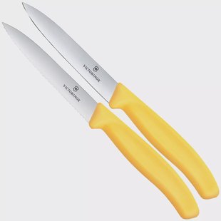 Victorinox Swiss Classic 6.7798.2C1 Straight/Wavy, Yellow, set van 2 groentemesjes, 10 cm