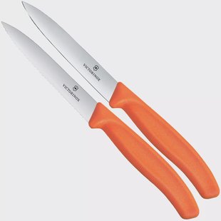 Victorinox Swiss Classic 6.7799.2C1 Straight/Wavy, Orange, set van 2 groentemesjes, 10 cm