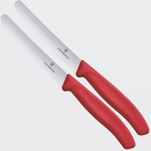 Victorinox Swiss Classic 6.7831.2C1 Tomato & Table Knife, Wavy, Red, set van 2 tomatenmessen