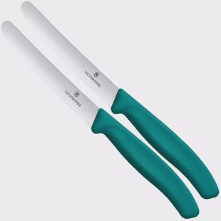 Victorinox Swiss Classic 6.7834.2C1 Tomato & Table Knife, Wavy, Green, set van 2 tomatenmessen