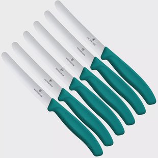 Victorinox Swiss Classic 6.7834.6C1 Tomato & Table Knife, Wavy, Green, set van 6 tomatenmessen