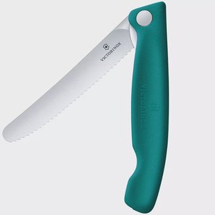 Victorinox Swiss Classic Picnic Knife 6.7834.FC1 Wavy, Green, vouwbaar gekarteld groentemes