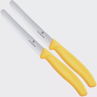 Victorinox Swiss Classic 6.7838.2C1 Tomato & Table Knife, Wavy, Yellow, set van 2 tomatenmessen
