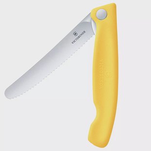 Victorinox Swiss Classic Picnic Knife 6.7838.FC1 Wavy, Yellow, vouwbaar gekarteld groentemes