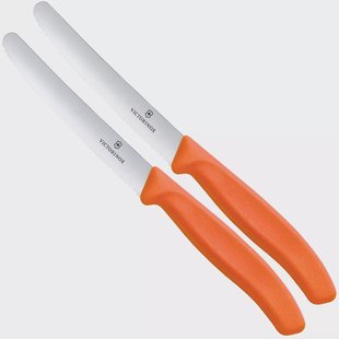 Victorinox Swiss Classic 6.7839.2C1 Tomato & Table Knife, Wavy, Orange, set van 2 tomatenmessen