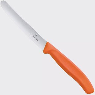 Victorinox Swiss Classic 6.7839.C1 Tomato & Table Knife, Wavy, Orange, gekarteld tomatenmes