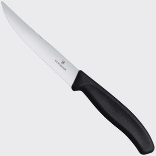 Victorinox Swiss Classic Steak & Pizza Knife 6.7933 Wavy, Black, gekarteld steakmes, 12 cm