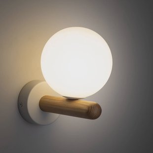 TK Lighting Wandlamp Estera, wit/houtkleur, glas, G9
