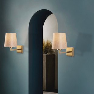 Opviq Wandlamp profiel, goud/crème, metaal/stof, hoogte 30 cm
