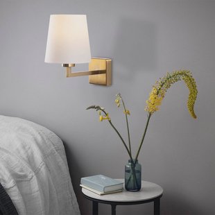 Opviq Wandlamp profiel, goud/wit, metaal/stof, hoogte 30 cm