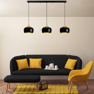 Opviq Hanglamp Berceste, zwart, 3-lamps, lengte 140 cm