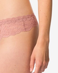 HEMA Damesstring micro met kant lichtbruin (lichtbruin)