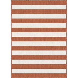 Eva Interior Buitenkleed Stripes roest|wit dubbelzijdig - 240 x 340 cm