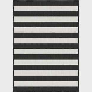 Eva Interior Buitenkleed Stripes zwart|wit dubbelzijdig - 160 x 230 cm