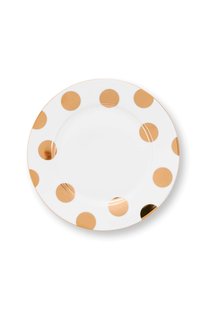 Pip Studio Set/2 Ontbijtborden Dot Delight Wit/Goud 21cm