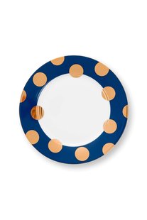 Pip Studio Set/2 Ontbijtborden Dot Delight Navy/Goud 21cm