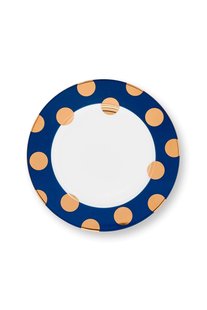 Pip Studio Set/2 Ontbijtborden Dot Delight Navy/Goud 23cm