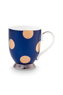 Pip Studio Set/2 Mokken Dot Delight Navy/Goud 350ml
