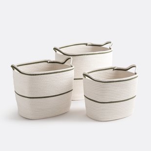 Set van 3 rechthoekige katoenen manden, Kesia