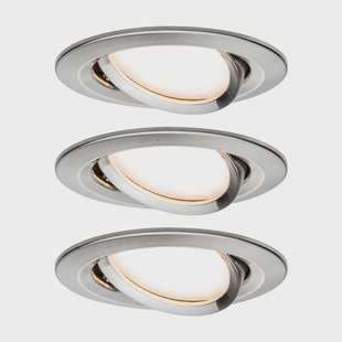Nova Coin 3-voudige spot, rond draaibaar, geborsteld ijzer Paulmann - Gang / Hal - Modern - Metaal - 1 lamp
