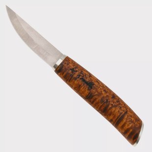 Roselli Carpenter knife RIRW210S Satin UHC, Curly Birch Silver Ferrule, vaststaandmes