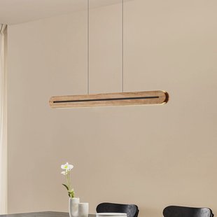 Lucande LED hanglamp Darnor, hout, CCT, lengte 100 cm